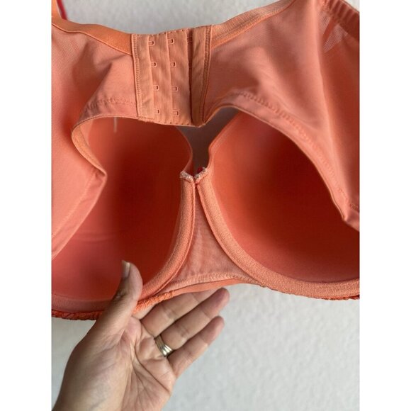 Cacique Women’s Ombré Linear Lace Smooth Balconette Bra Orange Lace Size 42DD - Picture 15 of 15